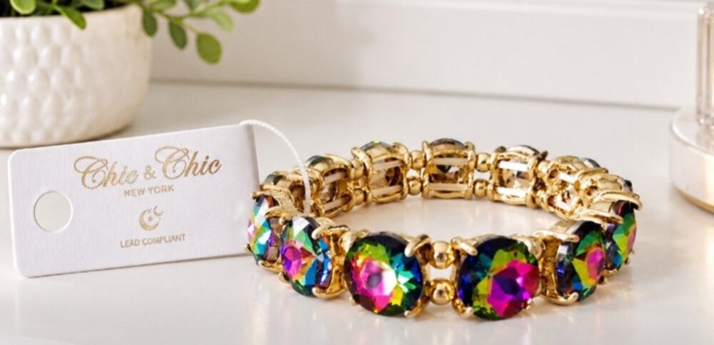 Chic & Chic Gold Mermaid AB Stretch Bracelet New